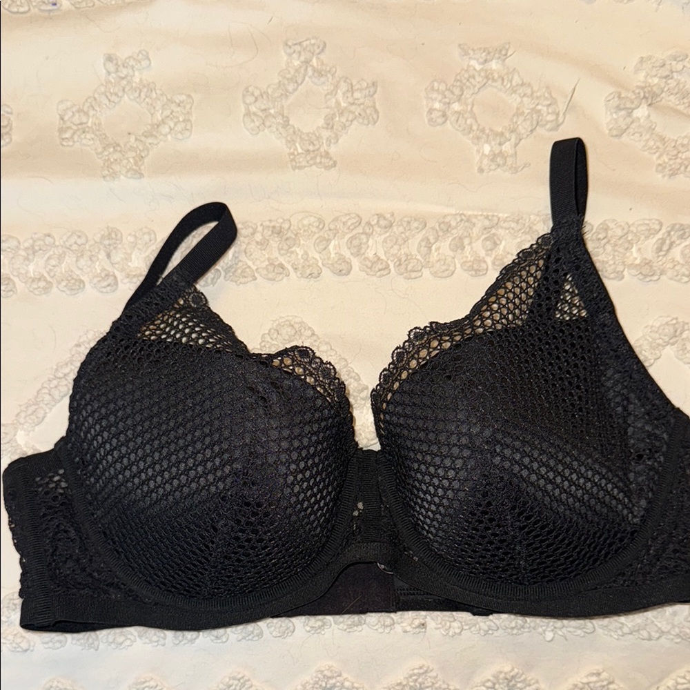 Victoria's Secret Black Mesh Lace Bra with Underwire